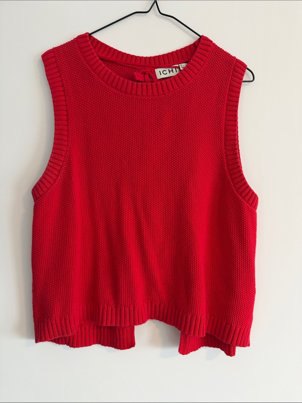 ICHI Red Knit Sleeveless Tank Top